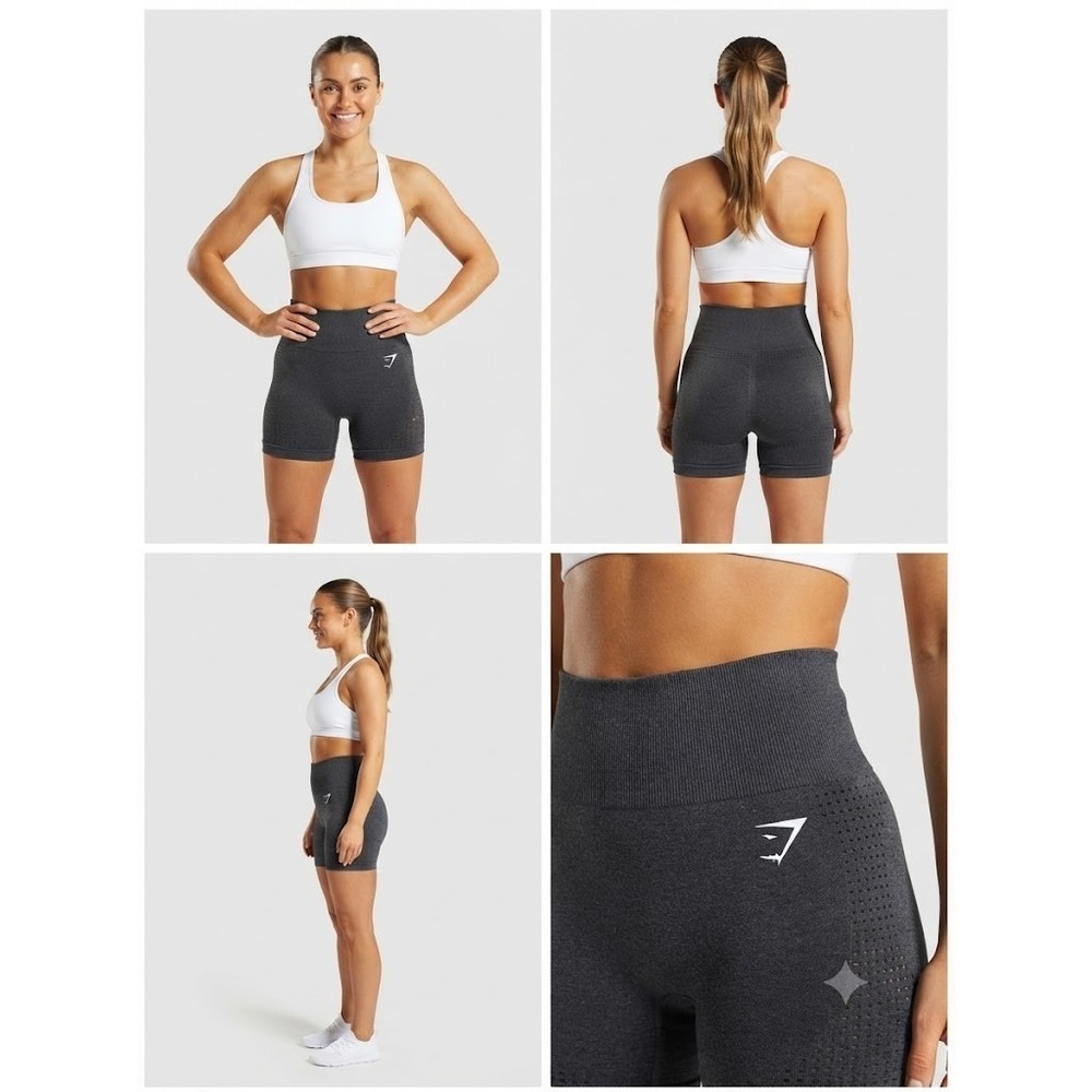 Gymshark Vital Seamless 2.0 Shorts Womens S Gray Stretch High Waist Pull On